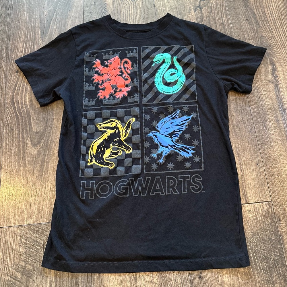 GUC Youth  Harry Potter Hogwarts House Black Graphic Short Sleeve Shirt, L 12/14